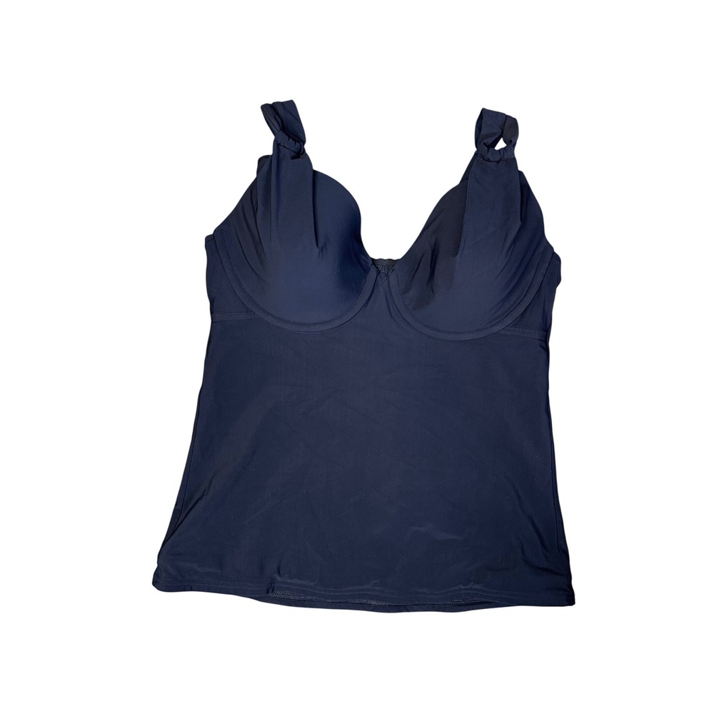 Lands End Womens Size 8 Black Underwire Tankini Swim Top Knot Shoulder Straps‎